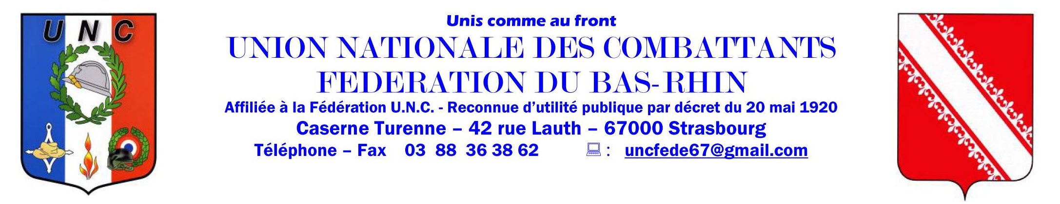UNION NATIONAL DES COMBATTANTS  Fédération du Bas-Rhin Logo